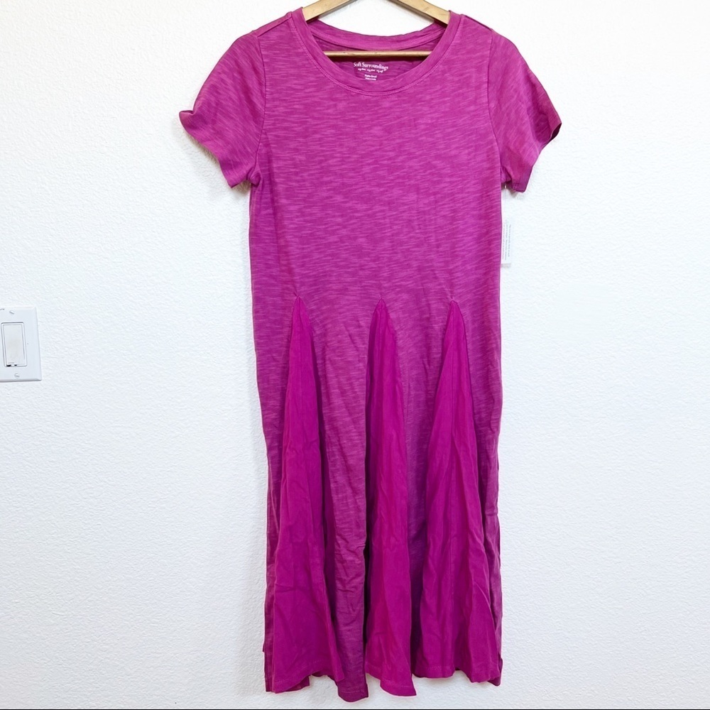 Soft Surroundings- Fuschia/Purple Ruffled Dress Petite Sm